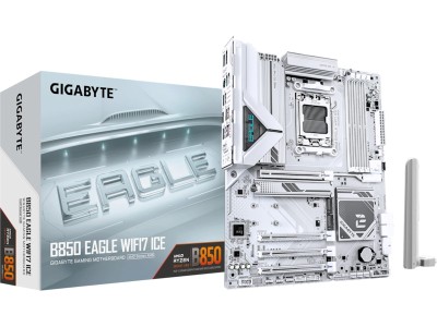 Gigabyte B850 EAGLE WIFI7 ICE, AMD AM5, ATX, 4xPCI Express, 4xDDR5, 3xM.2 + SATA3 RAID, HDMI/DP, USB-C, 2.5GbE LAN, WiFi 7, Bluetooth 5.4, RGB Fusion