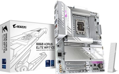 Gigabyte B860 AORUS ELITE WIFI7 ICE, Intel LGA1851, ATX, 3xPCI Express, 4xDDR5, 3xM.2 + SATA3 RAID, HDMI/DP/USB4, USB-C, 2.5GbE LAN, WiFi 7, Bluetooth 5.4, RGB Fusion