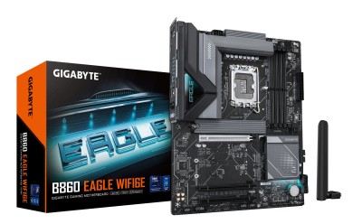 Gigabyte B860 EAGLE WIFI6E, Intel LGA1851, ATX, 3xPCI Express, 4xDDR5, 3xM.2 + SATA3 RAID, HDMI/DP, USB-C, 2.5GbE LAN, WiFi 6E, Bluetooth 5.3, RGB Fusion