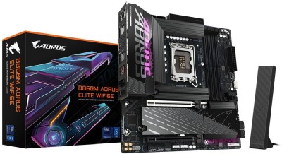 Gigabyte B860M AORUS ELITE WIFI6E, Intel LGA1851, MicroATX, 2xPCI Express, 4xDDR5, 3xM.2 + SATA3 RAID, HDMI/DP/USB4, USB-C, 2.5GbE LAN, WiFi 6E, Bluetooth 5.3, RGB Fusion