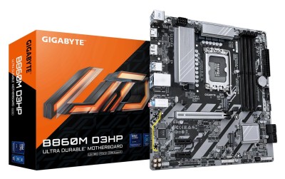Gigabyte B860M D3HP, Intel LGA1851, PCI Express, MicroATX, 4xDDR5, 2xM.2 + SATA3 RAID, HDMI/DP, GigaLAN, RGB Fusion