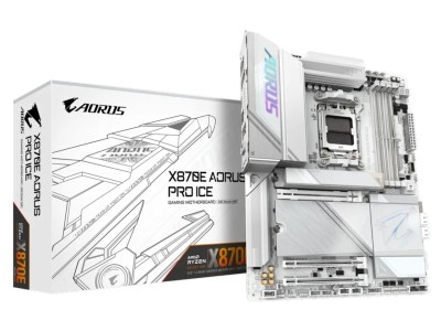 Gigabyte X870 AORUS PRO ICE, AMD Socket AM5, ATX, 4xDDR5, 3xPCI Express, 4xM.2 + SATA3 RAID, HDMI/2xUSB4, 2.5GbE LAN, WiFi 7, Bluetooth 5.3, RGB Fusion