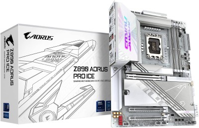 Gigabyte Z890 AORUS PRO ICE, Intel LGA1851, ATX, 3xPCI Express, 4xDDR5, 5xM.2 + SATA3 RAID, 2xTB4/USB-C, 5GbE LAN, WiFi 7, Bluetooth 5.4, RGB Fusion