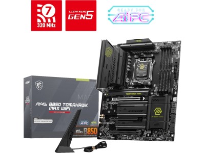 MSI MAG B850 TOMAHAWK MAX WIFI WIFI, AMD AM5, ATX, 3xPCI Express, 4xDDR5, 4xM.2 + SATA3 RAID, DP, USB-C, 5GbE LAN, WiFi 7, Bluetooth 5.4