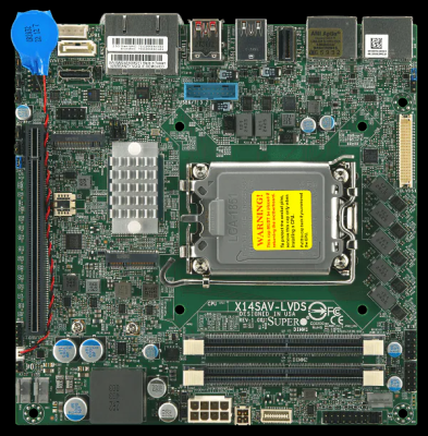 S1851 X14SAV-LVDS 2SODDR5-ECC 2x2,5GLAN NVMe SATA3 PCIe5-x16 USB-C/3USB3/DP/HDMI/LVDS ITX Intel