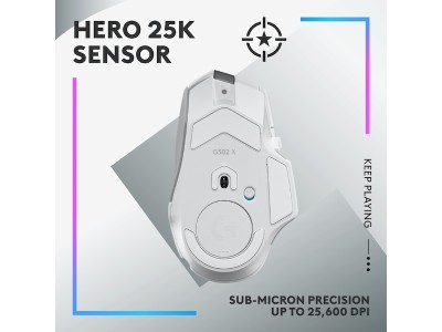 Logitech G502 X Plus Lightspeed Wireless, 25600 dpi, 13 programmerbara knappar, HERO 25K-sensor, RGB - Vit/Premium#4