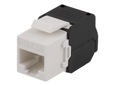 Deltaco Cat6A Keystone jack, toolless clamp termination, plastic