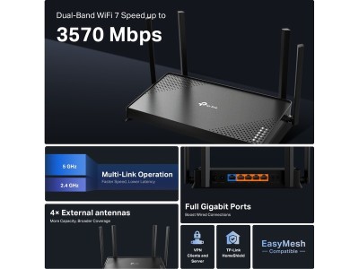 Trådlös router TP-Link Archer BE220 Dual-Band WiFi 7 Wireless BE3600, EasyMesh#4