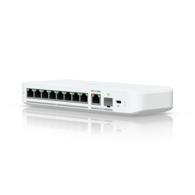 Ubiquiti Switch smart managed Layer2 9 Port 8x 2,5 GbE 1x 10 GbE PoE at In Desktop fläktlös UniFi USW-Flex-2.5G-8