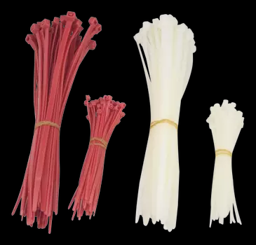 Tillbehör buntband 200*4,6mm 100st + 100*2,5mm 100st vita/röda