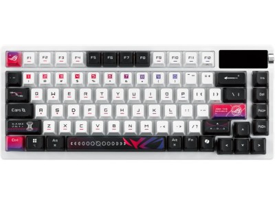 Asus ROG Azoth X 75% Custom Gaming Keyboard, RF/Bluetooth/USB, OLED display, nordiskt - Vit/Svart#2