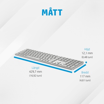 HP 970 Programmable Wireless Keyboard PC/Mac, RF/Bluetooth, bakbelyst, laddningsbart, svenskt#4