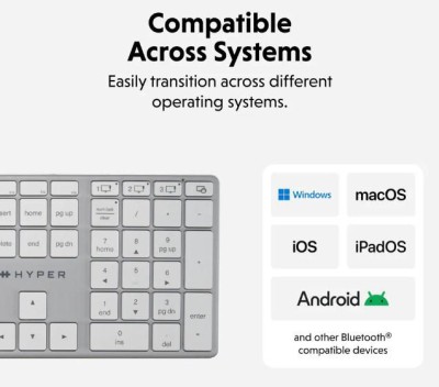 Hyper HyperSpace Next Bluetooth Wireless Keyboard, PC/Mac/Chrome/iOS, bakbelyst, laddningsbart via USB-C, nordiskt#5
