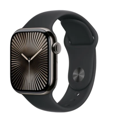 Apple Watch Series 10 GPS + Cellular 42mm Skiffer Titanboett med Svart Sport Band - M/L