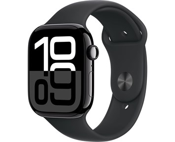 Apple Watch Series 10 GPS + Cellular 46mm Gagatsvart Aluminiumboett med Svart Sport Band - M/L