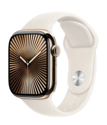 Apple Watch Series 10 GPS + Cellular 42mm Guld Titanboett med Stjärnglans Sport Band - M/L