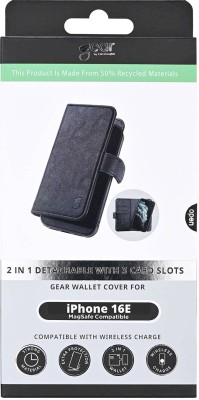 Plånboksfodral GEAR 2in1 3 card Recycled MagSeries iPhone 16e/17e - Svart#2