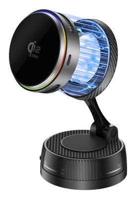 Trådlös Qi2-laddare 4smarts Qi2 25W MagSafe med kylning, RGB, 360 mount - Rymdgrå