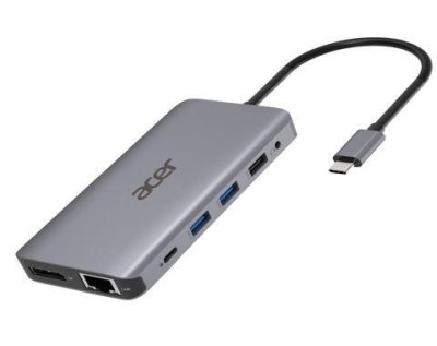 Hub USB-C till USB-C/3USB3/2HDMI/DP/kortläs/RJ45 silver Acer