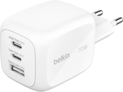 Väggladdare + reseadapter Belkin BoostCharge Pro GaN 70W, 2xUSB-C, 1xUSB-A - Vit#2