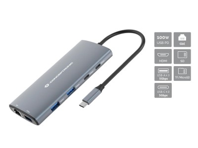 CONCEPTRONIC 10-1 Dock USB-C->HDMI/2xUSB-C/3xUSB-A/+ 20cm gr