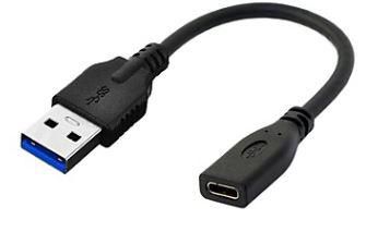 Adapter USB-A hane till hona USB-C svart 0,2m