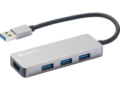 Hub USB-A Sandberg 4-portar 3USB 2.0 1USB 3.0 Silver