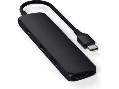 Hub USB-C till 2USB3/HDMI-4K USB-C laddning svart Satechi slim Multiport