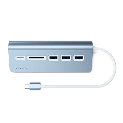 Satechi USB-C Aluminium USB-hub & Kortläsare med USB 3.0 för Snabb Förbindelse - Blå