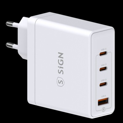 SiGN Snabb Laddare 140W 3x USB-C / 1x USB-A - Vit