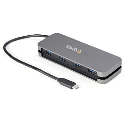 StarTech.com 4-port USB C-hubb - 4x USB-A - 5 Gbps USB 3.0 Type-C-hubb (USB 3.2/3.1 Gen 1) - USB-bussdriven - Bärbar USB-C till USB-A-adapterhubb för bärbara datorer - 28 cm lång kabel med kabelhantering - Hubb - 4 x USB 3.2 Gen 1 - skrivbordsmodell