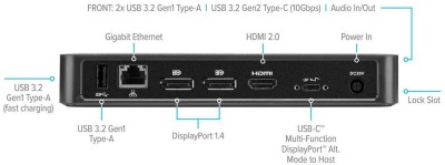 USB-C dockningsstation Targus USB-C Multi-Function DisplayPort Alt. Mode Docking Station with 85W Power, HDMI, 2xDP, USB-C 85W PD, 2xUSB-A, GigaLAN, audio 3,5mm#3