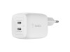 AC-adapter Belkin Boost Charge Pro 45W, Dual USB-C GaN Wall Charger med PPS - Vit
