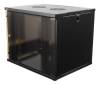 19" Skåp DELTACO 9U, 540x450x450mm, stående eller väggmonterat, glasdörr - Svart