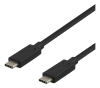 USB-C 3.1-kabel Gen2 Typ C ha till C ha, 0,25 meter, 10Gbps, 60W PD, Deltaco - Svart
