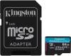 Micro Secure Digital SDXC 64 GB Kingston Canvas Go! Plus Gen4, 200 MB/sek läs, Class 10, UHS-I U3, V30, A2, inkl. SD-adapter