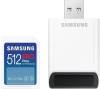 Secure Digital SDXC 512 GB Samsung PRO Plus, 180/130 MB/sek, UHS-I U3 Class10 A2 V30, inkl. USB-A SD-kortläsare