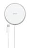 Deltaco QI-1034, trådlös laddare med magnet, lämplig för iPhone 12/13/14/15/16, 1m fast kabel, USB-C - Vit/Silver