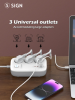 Grenuttag/laddare SiGN 65W GaN, 3-vägs, 2xUSB-A, 2xUSB-C, 2m kabel - Vit#2